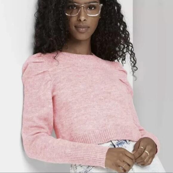 Wild Fable Pink Puff Sleeve Sweater Size Small NWT - Picture 4 of 7